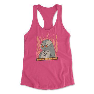 Natural Born Chiller Womens Racerback Tank in Hot Pink color